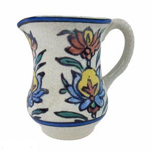 Pottery Barn Creamer Pitcher Vase Iznik Stoneware Turkish Crackleware 5"